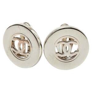 Chanel Coco Mark Earrings, Silver Metal, Women's CHANEL